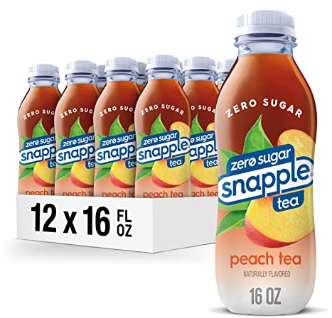 Snapple Zero Sugar Peach Tea, 16 fl oz recycled plastic bottle (Pack of 12)
