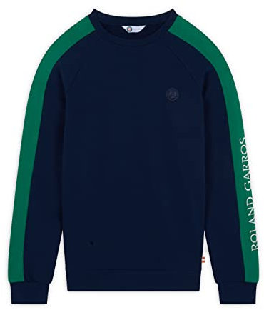 ROLAND-GARROS - Pull Over Heritage - Sweat - Collection Rene - Veste Homme - 100% Coton - Marine et Vert - Taille XL