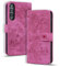Rosbtib Custodia Compatibile con Samsung Galaxy Z Fold3 Pelle Premium Magnetica Flip Cover Funzione Supporto Portafoglio Cover per Samsung Galaxy Fold 3 5G, Rosa di Rosso Gatto