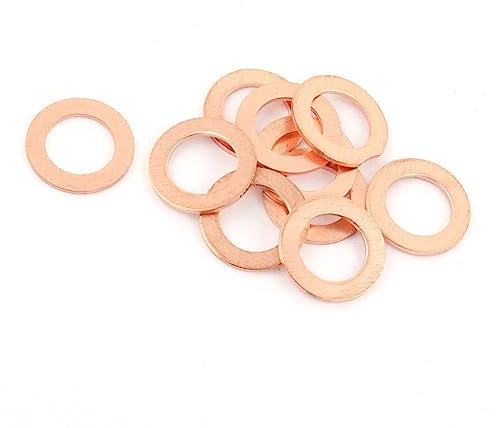 Lot de 10 bagues d'étanchéité en cuivre M10, 10 mm x 16 mm x 1 mm d'épaisseur
