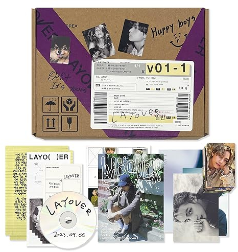 V - [Layover] (3 Ver.) Out Box + Photobook A + Photobook B + Lyric Book + Postcards + CD + Photocards + Checklist + Poster + Letter + 2 Extra Photocards