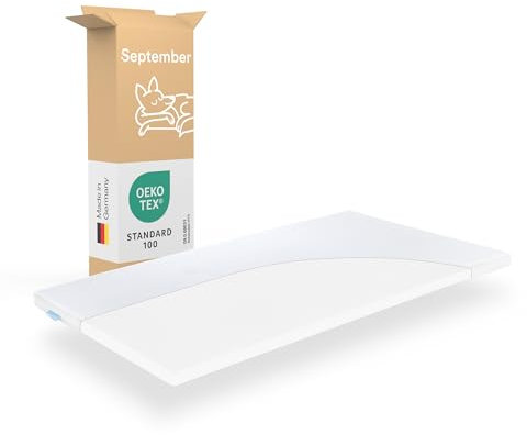 September – Topper 150x210 cm Komfortschaum mit 6 cm Höhe – Matratzenauflage mittelweicher Härtegrad H2/H3 für Matratzen, Boxspringbetten etc. – Oeko-TEX® Standard 100 zert. – Bezug bei 60°C waschbar