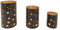 3er Set Windlicht mit Sternen Windlichtset Eisen Kerzenständer Kerzenhalter Teelicht schwarz/Gold