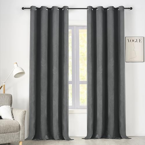 WOLTU Samtvorhang Gardinen mit Ösen Vorhang Blickdicht 135x225 cm, 2er Set Verdunklungsvorhänge Samt Thermovorhang Kälteschutz Winter, Velvet Samt Curtains für Deko Schlafzimmer Wohnzimmer, Grau