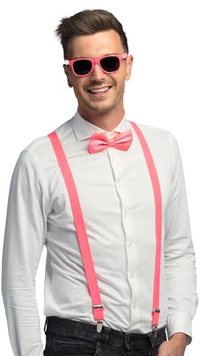 Boland - Costume set 3-pièces, Set d'accessoires avec bretelles, lunettes et noeud papillon, pour festival, JGA, carnaval et fête à thème