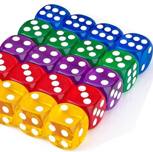20 Stück Polyedrische Würfel D6 Würfel Spielwürfel aus Acryl 14 mm 16 mm Bunter Würfel Mehrfarben Würfel Set Würfel für Würfelspiele Tischspiele 5 Farben (1.6mm)