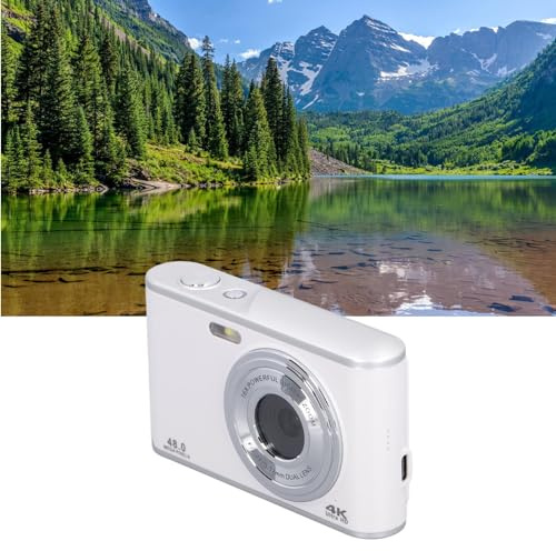 Taschen Digitalkamera für Fotografie, 4K Ultra HD Vlogging Kamera mit Autofokus und 2,4 Zoll IPS Display, 44 MP 16 Fach Zoom Selfie Kamera mit Doppelobjektiv und Anti Verwacklung