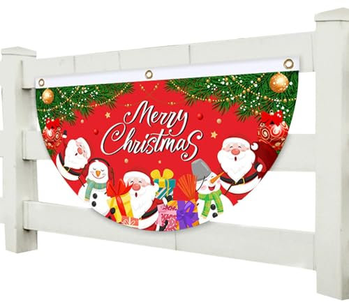 Holdes Bandiere di Natale da appendere - Mezza Fan Bandiera di Natale - Bandiera di Banderole da appendere per cortile di Natale, per patio, giardino, decorazione festa di Natale
