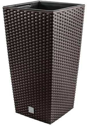 magubo Blumentopf Hoch: Stilvoller Blumentopf mit Blumenkübel, Inkl. Einsatz, Ideal als Pflanztopf oder Übertopf, Für Innen und Außen, Rattan-Optik in Premium-Qualität (Braun, 240)