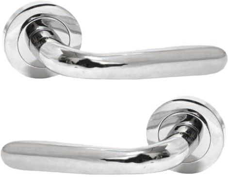Betley Butterfly Pearl Door Handle Modern Marina Latch Lever on Rose - Chrome Silver Handles - Internal Wooden Doors for Home and Office