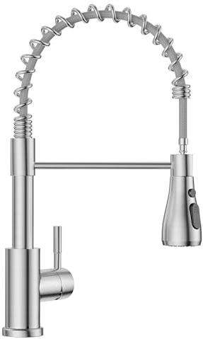 APPASO Wasserhahn Küche, Edelstahl Hochdruck Küchenarmatur mit Feder, Spültischarmatur Küche mit 360°Schwenkbar, Heiß & Kalt Verfügbar Mischbatterie Küche, Gebürstet Edelstahl & 3 Sprühmodi