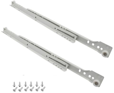 Schubladenschienen 400mm, 10 Paar (20 Stk) Rollschubführungen, Schubladen Schienensystem mit Teilauszug, Schubladenführungen mit 120 Schrauben, Schienen für Schubladen, Schubladenauszug Weiß, bis 20kg