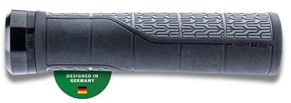 CONTEC Fahrrad-Griff Merge Mountain Straight, 140mm, D3-Dreikomponenten, Gummi, Witterungsbeständig, Ergonomisch, Stoßdämpfung, Schwarz, Paar