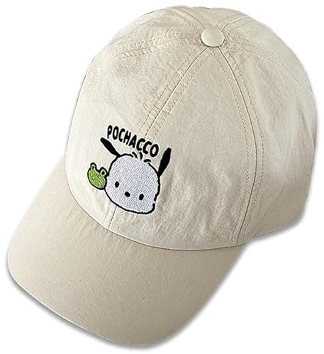 Roffatide Anime Cartoon Pochacco Nette Big Kids Baseball Cap für Mädchen Jungen Einstellbare Cartoon Plüsch Baseball Hut für Frauen Männer Gedruckte Baumwolle Papa Hut Weiß