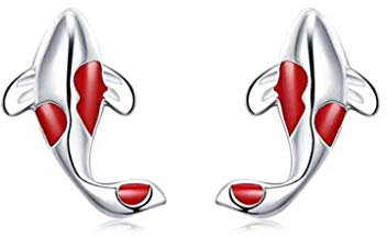 Kodbww Trendige farblich passende Stecknadel-Ohrringe, Damenliste, Glücksfisch-Ohrringe, Ohrstecker, weiblich, Modeschmuck, Geschenk, 925er Silber