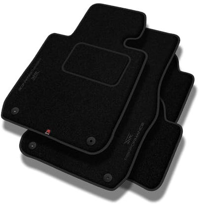 SMK Personalisierte Velours Fußmatten Auto passend für Mercedes-Benz 190 W201 1982-1993 - Standard, Perforiert, schwarz -Präzise CNC-Stickerei, Design-Lochpaspel, Auto Fußmatten - Perfekt für Autofahr