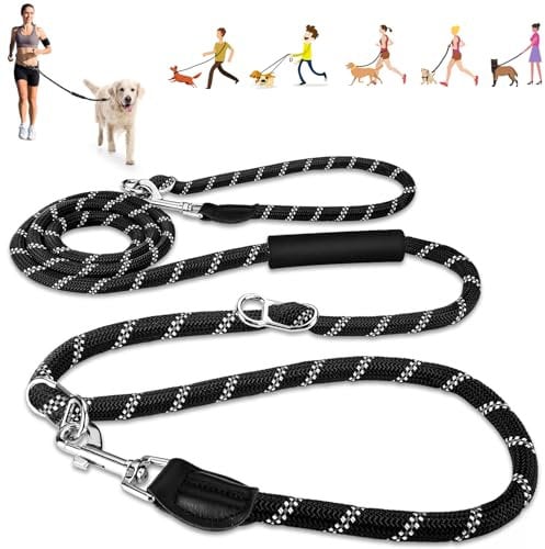 Eyein Hands Free Dog Lead, 3M Adjustable Waist & Crossbody Dog Running Belt with Soft Handle, Heavy Duty Lead for Large Medium Dogs up to 100kg, Tangle Free Reflective Leash for 2 Dogs Walking Running