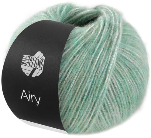 LANA GROSSA Airy | Flauschige Netzgarnstruktur aus 40% Baumwolle gefüllt mit 18% Merino- und 42% Baby Alpaka Fasern | Handstrickgarn | 50g Wolle zum Stricken & Häkeln | 170m GarnFB 4