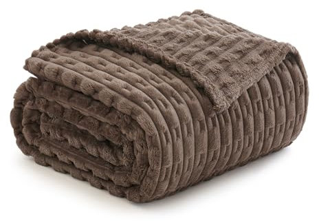 MIULEE Kuscheldecke Flauschig Fleecedecke Decke Tagesdecke Sofadecke Flanell Einfarbig Wohndecken Warm Weich Überwurf Mikrofaser Blanket Für Bett Sofa Schlafzimmer 60x80 Inch 150x200 cm Braun