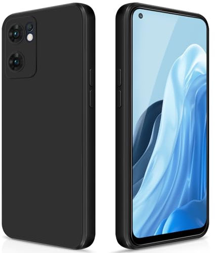 GiiYoon Hülle Kompatibel mit Oppo Find X5 Lite, Hochwertiges Liquid Silicone Case, Rundumschutz Handyhülle, Kratzfestes Weiches Mikrofaserfutter- Schwarz
