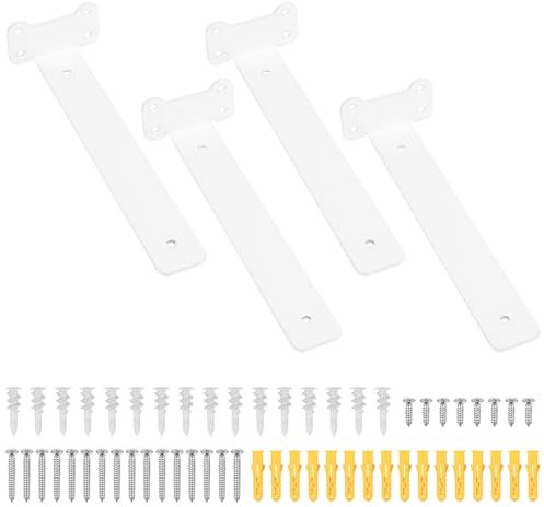 4 Pcs Equerre Etagere Murale Blanc, 260 mm Equerre Charge Lourde, Équerre Étagère de Fixation Etagere Murale Invisible, Supports d'Étagère Murale Metal Industrielle pour Étagère Meuble