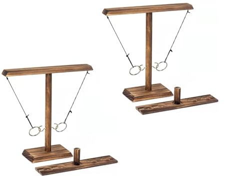 GERUI 2pcs Ring Toss Game, Handgemachte hölzerne Ringwurfhaken, Ring-Haken Partyspiel, Ringwurfspiel für Kinder und Erwachsene