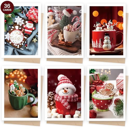 AmzLinkal 36 Weihnachtskarten mit Umschlag set, A6 Christmas Falzkarten, Neujahrskarten 2025 für Familie, Freunde, Kollegen & Geschäftskunden