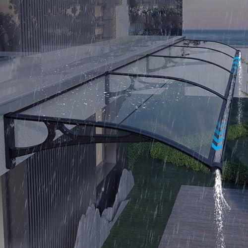 Vordach Haustür Überdachung,Uv-Schutz Vordach für Eingangstür,aus Aluminium und Polycarbonat Schlagfest,Modernes Design Vordach Überdachung Haustürvordach,mit Zubehör (60x100cm/24x39)