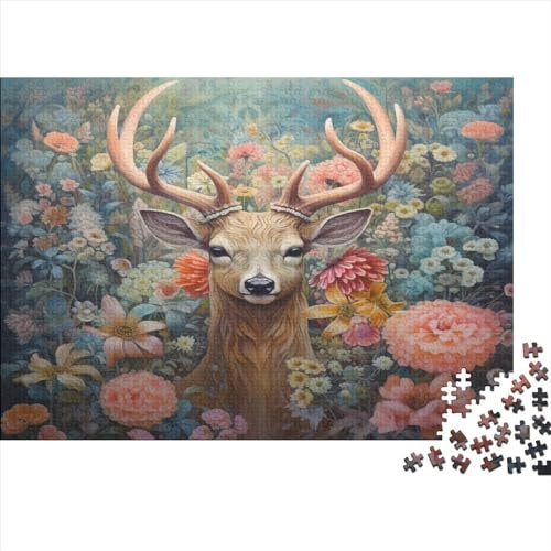 Elch 1000 Stück Puzzles Für Erwachsene Teenager Stress Abbauen Familien-Puzzlespiel Mit Poster in Voller 1000-teiliges Puzzle Lernspiel Spielzeug Geschenk 1000pcs (75x50cm)