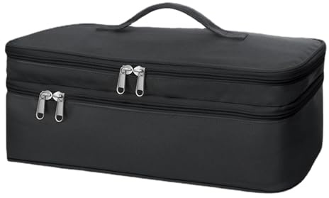 Double-Layer Travel Carrying Case Hair Tool Travel Bag with Heat Resistant Mat Portable Hair Brush Bags Hair Dryer Travel Bag Storage Organizer Bag for Hair Dryer Brush and Other Hair Accessories
