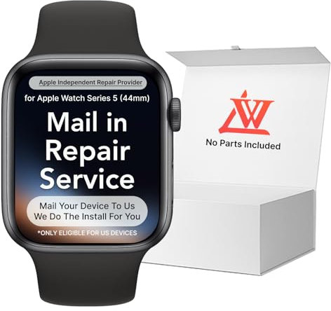 LW Reparaturservice mit Original OEM Pull Screen für Apple Watch Series 5 (44 mm) Ersatzbildschirm LCD Display Touch Digitizer Assembly A2093 A2095 A2157 + Mail-in-Installationsservice