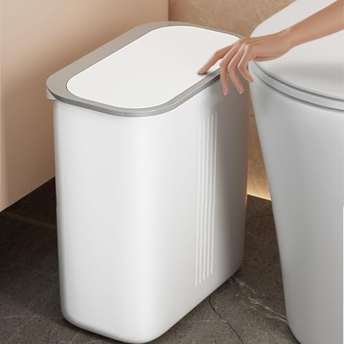 Missmisq Badezimmer Mülleimer Wasserdicht Abfalleimer Mit Druckdeckel Schmaler Kunststoff Abfallkorb Badezimmer Abfalleimer Mit Druckdeckel Schmale Schlafzimmer Mülleimer Für Küche, Büro