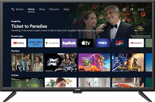 Polaroid Smart TV Android 32, 80 cm, HD 1366x768, 3 HDMI, 2 USB, Wi-Fi, Bluetooth, Negro