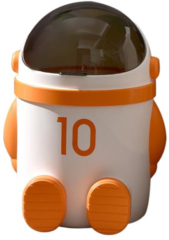 Toyvian Poubelle Domestique Orange avec Couvercle 5l en Plastique Antidérapante Cuisine, Salle de Bain et Bureau, Corbeille à Ordures Compacte et Pratique Stockage des Déchets