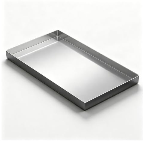 Vaschetta rettangolare in acciaio inox — vasca stagna raccolta condensa climatizzatore esterno, sotto lavatrice, raccolta olio, BBQ — profondità 2 cm / 5 cm(30x20x5cm)