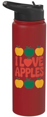 I Love Apples colorato divertente design Stainless Steel Insulated Water Bottle