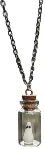 HOMSFOU Halloween Necklace with Glass Bottle Pendant Lightweight Gothic Chain Necklace for Women with Smooth Edges, Halloween Accessory and Chic Jewelry Gift