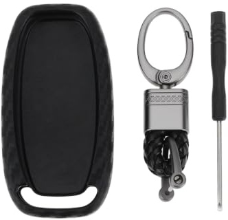 MechPort 1 Pack Car Key Fob Cover 3 Button Silicone Carbon Fiber compatible with Audi A4 A5 A6 A8 Q5