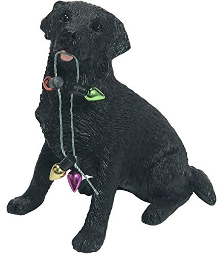 Sandicast XSO012 Dekofigur Labrador Retriever mit Feiertagslichtern, Mehrfarbig