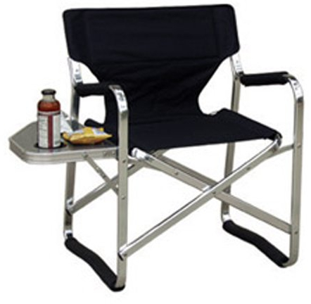 E-Z Sales B65T Deluxe Regiestuhl mit Beistelltisch und Getränkehalter, Schwarz