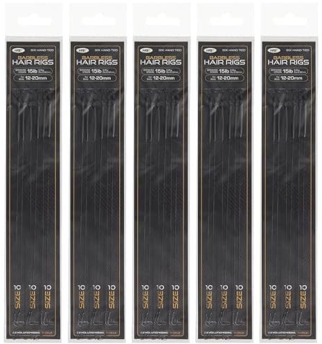6 Pack Barbless Hair Rigs size 10 for Carp Fishing 12lb B/S