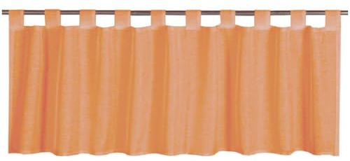 Bestgoodies Schlaufen-Bistrogardine der Serie Skylight, transparente Uni Scheibengardine Voile in vielen erhältlich (160x45 cm, Hellorange - möhre)