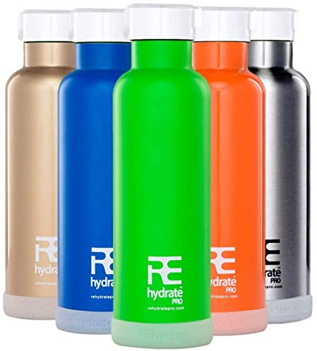 Rehydrate Pro 17oz Insulated Water Bottle with Straw, Bonus Lids and Leak Proof Flask to Keep Liquids Hot or Cold- Triple Wall Vacuum Water Bottle Insulated, Perfect for Gifts