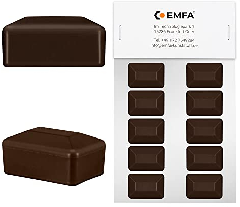 EMFA Zaunpfahlkappe rechteckig 60x80 mm Braun 10 Stück Pfostenkappen Kunststoff Pfostenkappen Abdeckkappen Zaunkappen