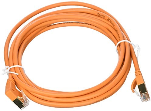 wantecWire Extra dünnes Patchkabel CAT.7 Kabel, CAT.6 Stecker SSTP geschirmt, 1x Stecker abgewinkelt, Länge 3 m, orange