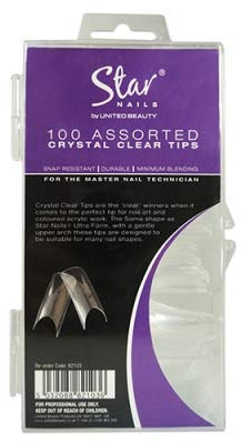 Star Nails Crystal Clear Tips 100 Assorted - Pack of 100