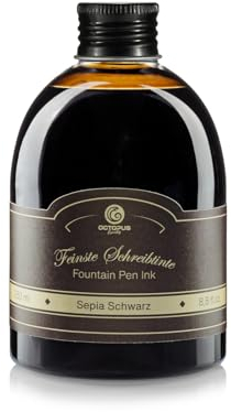 Octopus Fountain pen ink in practical refill bottle, writing ink for fountain pen, fountain pen ink, calligraphy ink in Sepia Black 250ml