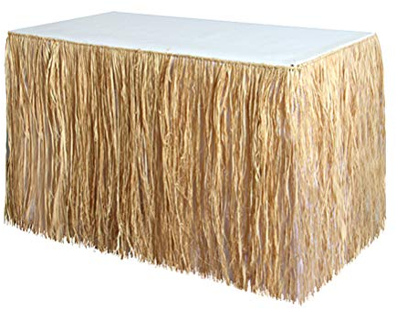 Amosfun Tisch Rock Luau Hawaiian Bast Gras Schreibtisch Rock Prop mit Simulation Stroh für Aloha Tiki Dschungel Thema Tropical Seaside Beach Birthday Party Decor