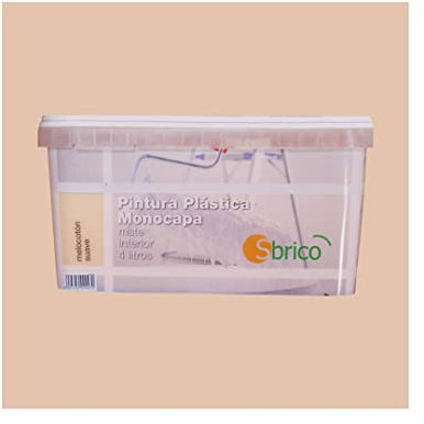 Sbrico Pintura Plástica Monocapa - Color Melocotón con Acabado Mate de Secado Rápido, Alto Rendimiento (10m2/L) y Muy Fácil Aplicación, Cubeta de 4 Litros