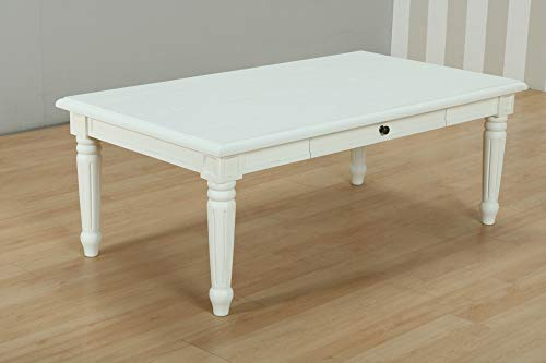 PKline Massivholz Couchtisch Wohnzimmer Tisch Holztisch Beistelltisch massiv antik weiß